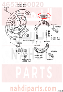 4653050020,SHOE ASSY, PARKING BRAKE, RH OR CENTER NO.2,قناش جلنط 