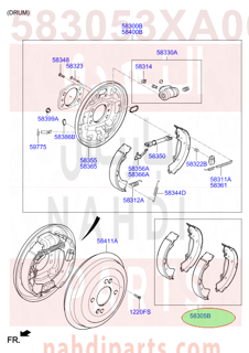 583053XA00,SHOE & LINING KIT-RR PARKING BRAKE,قماش  خلفي