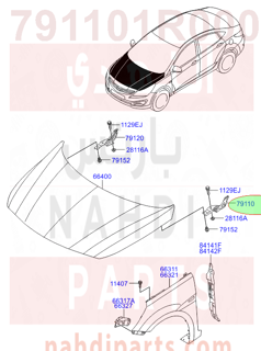 791101R000,HINGE ASSY-HOOD,LH,مفصلات كبوت