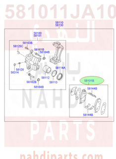 581011JA10,PAD KIT-FRONT DISC BRAKE,1GE00 قماش امامي