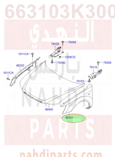 663103K300,PANEL ASSY-FENDER,LH,رفرف امامي يسار