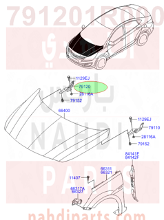 791201R000,HINGE ASSY-HOOD,RH,مفصلات كبوت