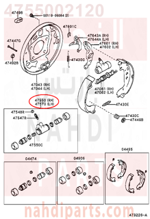 4755002120,CYLINDER ASSY, REAR WHEEL BRAKE(FOR RH, FRONT OR UPPER),سلندر (أسطوانة )