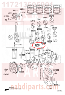 117213605001,BEARING, CRANKSHAFT, NO.2,سبيكة مكينة 