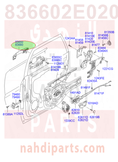 836602E020CA,HANDLE ASSY-REAR DOOR OUTSIDE,RH,يد باب خارجي يمين