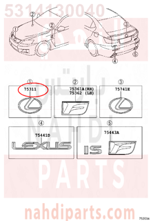 5314130040,EMBLEM, RADIATOR GRILLE (OR FRONT PANEL),علامة شبك أمامي - تويوتا