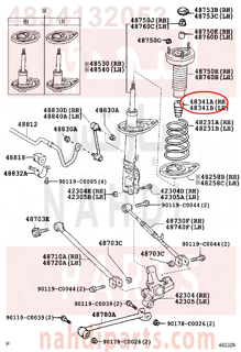 4834132053,BUMPER, REAR SPRING, NO.1 RH,جلدة 