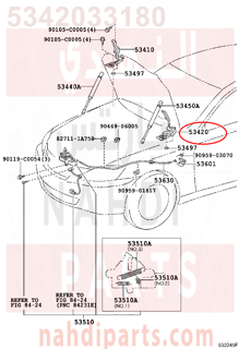 5342033180,HINGE ASSY, HOOD, LH,مفصلة كبوت يسار