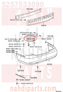 5257533090,RETAINER, REAR BUMPER SIDE, RH,وصلة قاعدة 