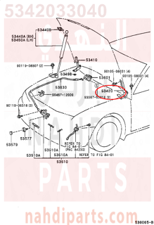 5342033040,HINGE ASSY, HOOD, LH,مفصلة كبوت يسار