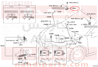 5341033301,HINGE ASSY, HOOD, RH,مفصلة كبوت يمين