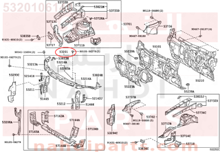 5320106140,SUPPORT SUB-ASSY, RADIATOR,صاجة واجهة  - قاعده اللديتر وقفل الكبوت