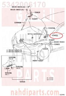 5342006170,HINGE ASSY, HOOD, LH,مفصلة كبوت يسار