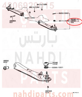 4806929015,ARM SUB-ASSY, FRONT SUSPENSION, LOWER NO.1 LH,مقص  امامى تحت يسار 