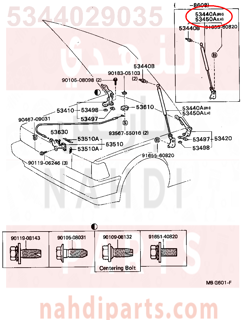 5344029035,SUPPORT ASSY, HOOD, RH,مساعد كبوت 