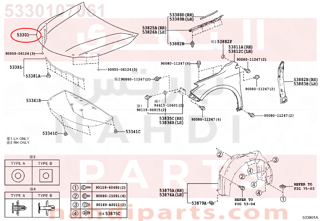 5330107061,HOOD SUB-ASSY,كبوت كامل - بونيت 