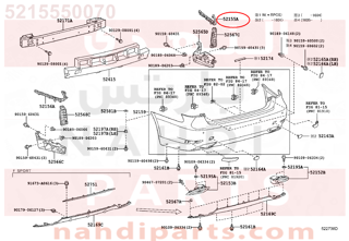 5215550070,SUPPORT, REAR BUMPER SIDE, RH,دعامة 