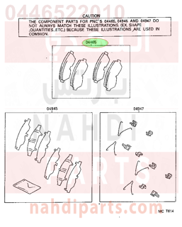 0446522010,PAD KIT, DISC BRAKE, FRONT,قماش فرامل أمامي