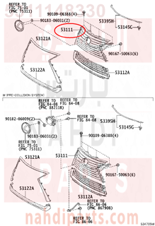 5311148330,GRILLE, RADIATOR,شبك 