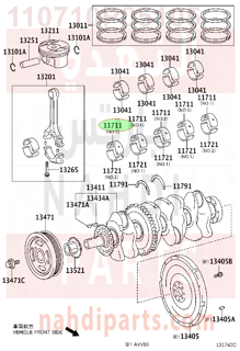 110710P05105,BEARING, CRANKSHAFT,سبيكة مكينة 