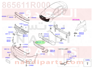 865611R000,GRILLE-FRONT BUMPER,شبك امامي تحت