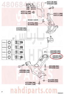 4806842050,ARM SUB-ASSY, FRONT SUSPENSION, LOWER NO.1 RH,مقص  امامى تحت يمين 