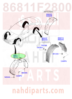 86811F2800,GUARD ASSY-FRONT WHEEL,LH,بطانة امامي يسار