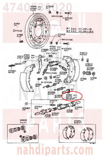 4740530020,ADJUSTER ASSY, SHOE, RH(FOR REAR BRAKE),موزع فرامل 