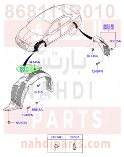 868111R010,GUARD ASSY-FRONT WHEEL,LH,بطانة رفرف امامي يسار