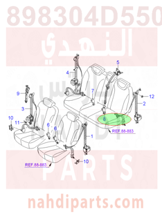 898304D550KS,3RD SEAT BUCKLE,LH,3RD SEAT BUCKLE,LH