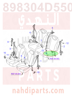 898304D550CS,3RD SEAT BUCKLE,LH,3RD SEAT BUCKLE,LH