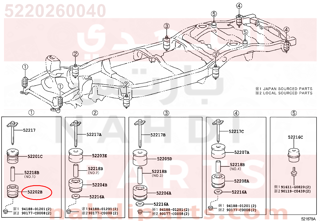 5220260040,CUSHIION SUB-ASSY, CAB MOUNTING, NO.1 LOWER,جلدة  شاس 