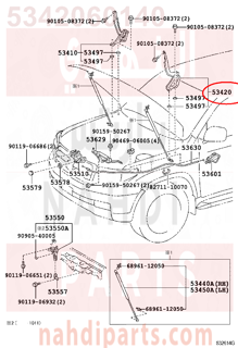 5342060140,HINGE ASSY, HOOD, LH,مفصلة كبوت يسار