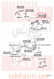 6920153010,FRAME SUB-ASSY, FRONT DOOR OUTSIDE HANDLE, RH,FRAME SUB-  الباب الأمامي خارج مقبض، RH