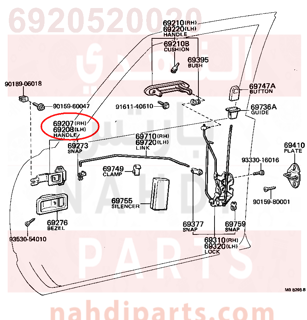 6920520020,HANDLE, REAR DOOR INSIDE, يمين   ,المقبض ، الباب الخلفي بالداخل ، يمين