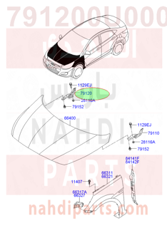 791200U000,HINGE ASSY-HOOD,RH,مفصلات كبوت