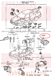 6905250130,CYLINDER & KEY SET, DOOR LOCK, LH,اسطوانة وKEY طقم   ، قفل الباب، LH