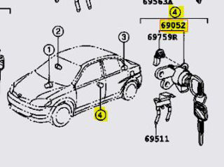 6905252260,CYLINDER & KEY SET, DOOR LOCK, LH,اسطوانة وKEY طقم   ، قفل الباب، LH