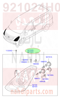 921024H020,LAMP ASSY-HEAD,RH,شمعة يمين