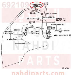 6921095400,HANDLE ASSY, FRONT DOOR, OUTSIDE RH,HANDLE   الباب الأمامي، RH خارج