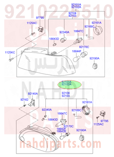 9210225510,LAMP ASSY-HEAD,RH,شمعة نور يمين اكسنت2003