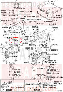 538070C010,SEAL SUB-ASSY, FENDER APRON MUDGUARD, RH,صوفة 