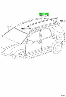 755520K061,MOULDING, ROOF DRIP SIDE FINISH, LH,صب، سقف بالتنقيط SIDE FINISH، LH