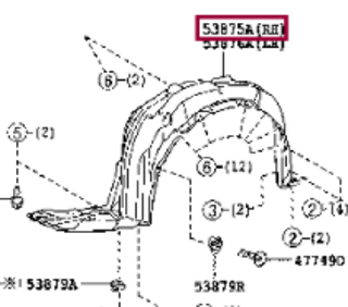 538750D560,LINER, FRONT FENDER, RH,بطانة رفرف أمامي يمين