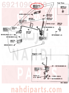 6921090A00,HANDLE ASSY, FRONT DOOR, OUTSIDE RH,HANDLE   الباب الأمامي، RH خارج