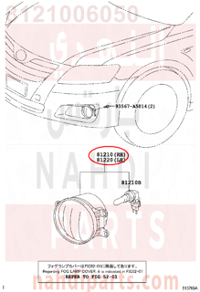 8121006050,LAMP ASSY, FOG,كشاف يمين 