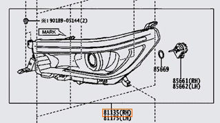 811300K662,UNIT ASSY, HEADLAMP,,شمعة أمامي يمين بدون ملحقات