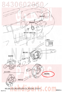 8430602050,CABLE SUB-ASSY, SPIRAL,شريحة دركسون 