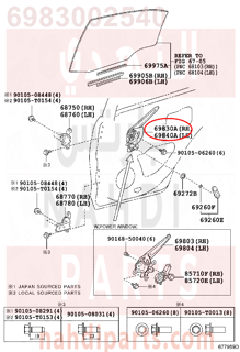 6983002540,REGULATOR ASSY, REAR DOOR WINDOW, RH,منظم  نافذة الباب الخلفي اليمين 