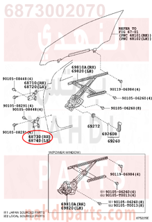 6873002070,HINGE ASSY, FRONT DOOR, LOWER RH,HINGE   الباب الأمامي، وانخفاض RH